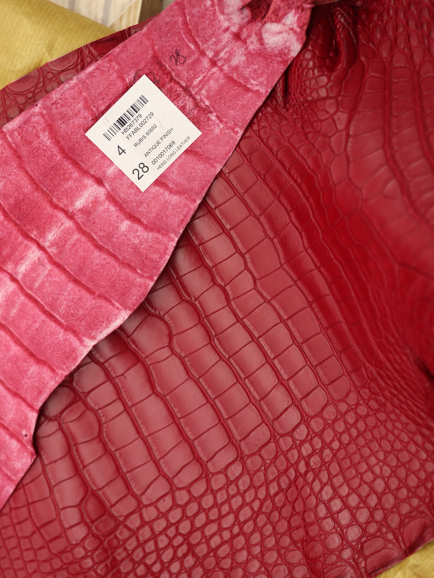 Genuine Red Alligator Skin
