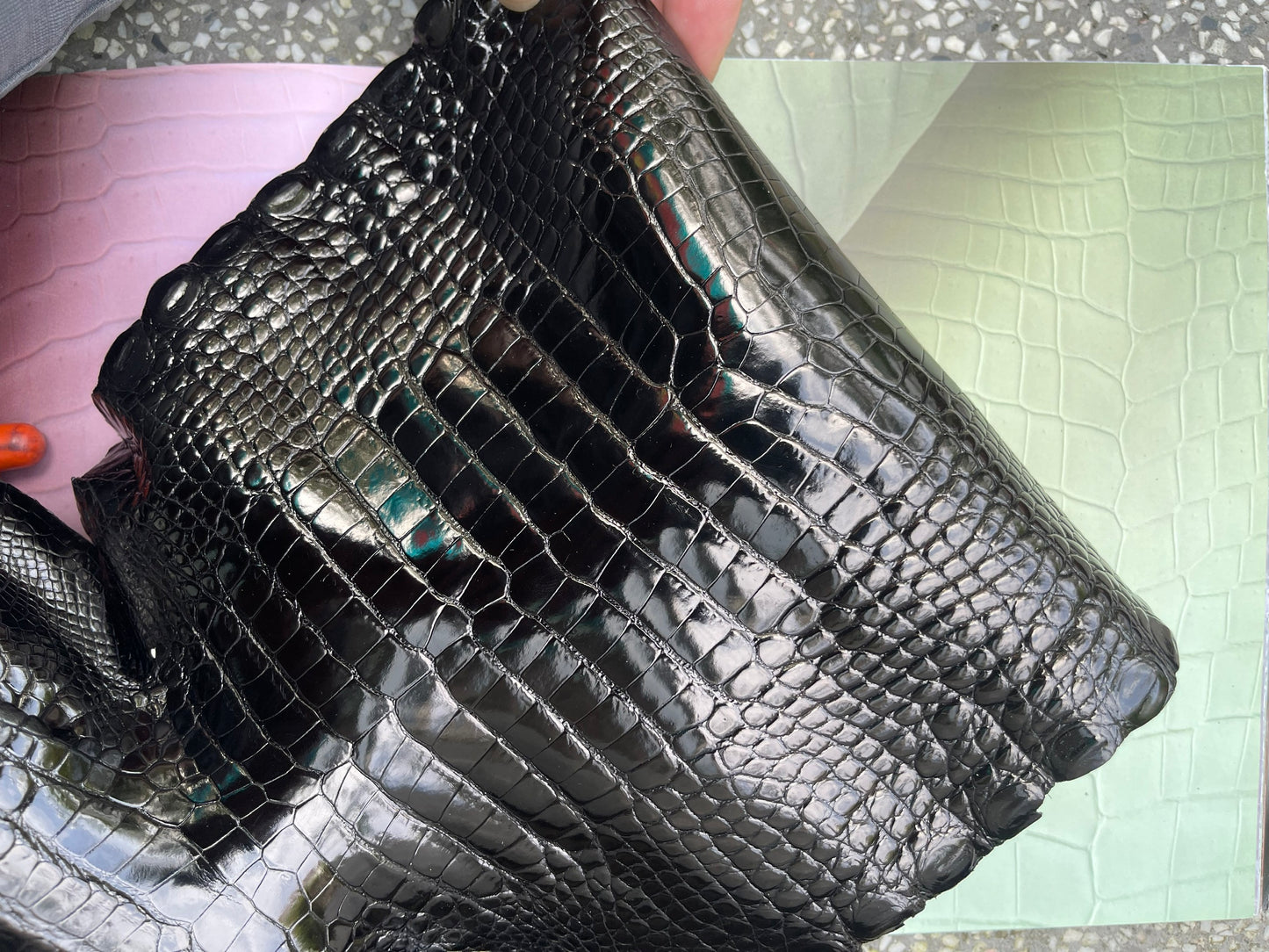 Shiny Black Alligator Skin
