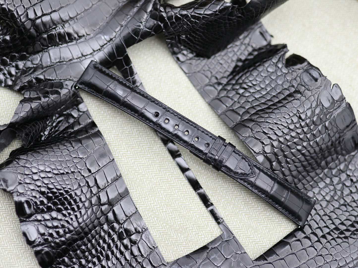 Handmade Genuine Alligator Strap - Folded Edges/Rolled Edges