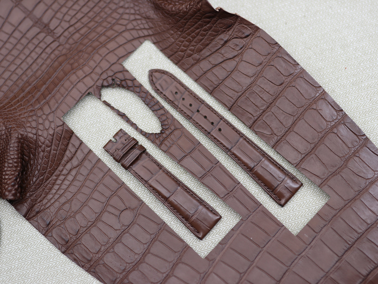 Handmade Genuine Alligator Strap - Folded Edges/Rolled Edges