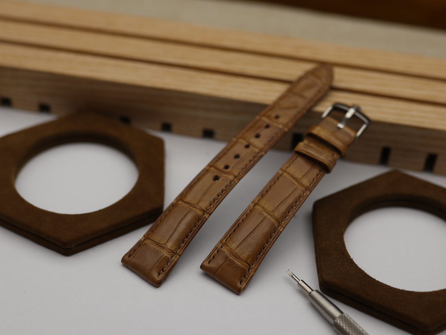 Handmade Genuine Alligator Strap - Folded Edges/Rolled Edges