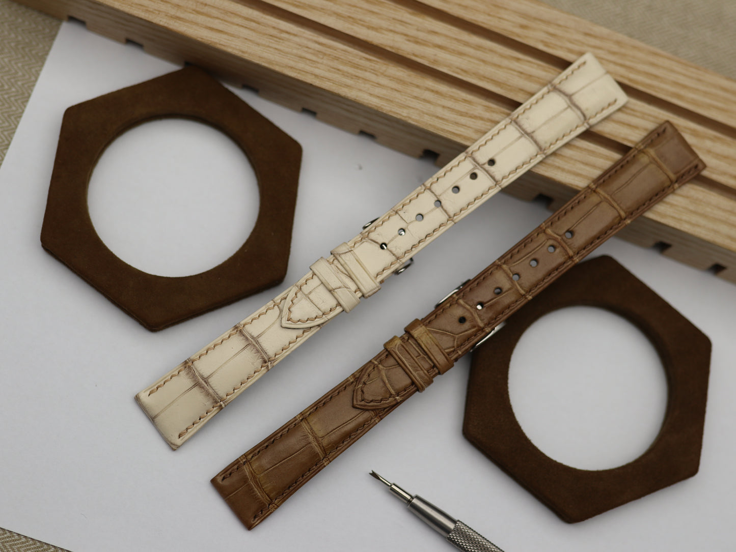 Handmade Genuine Alligator Strap - Folded Edges/Rolled Edges