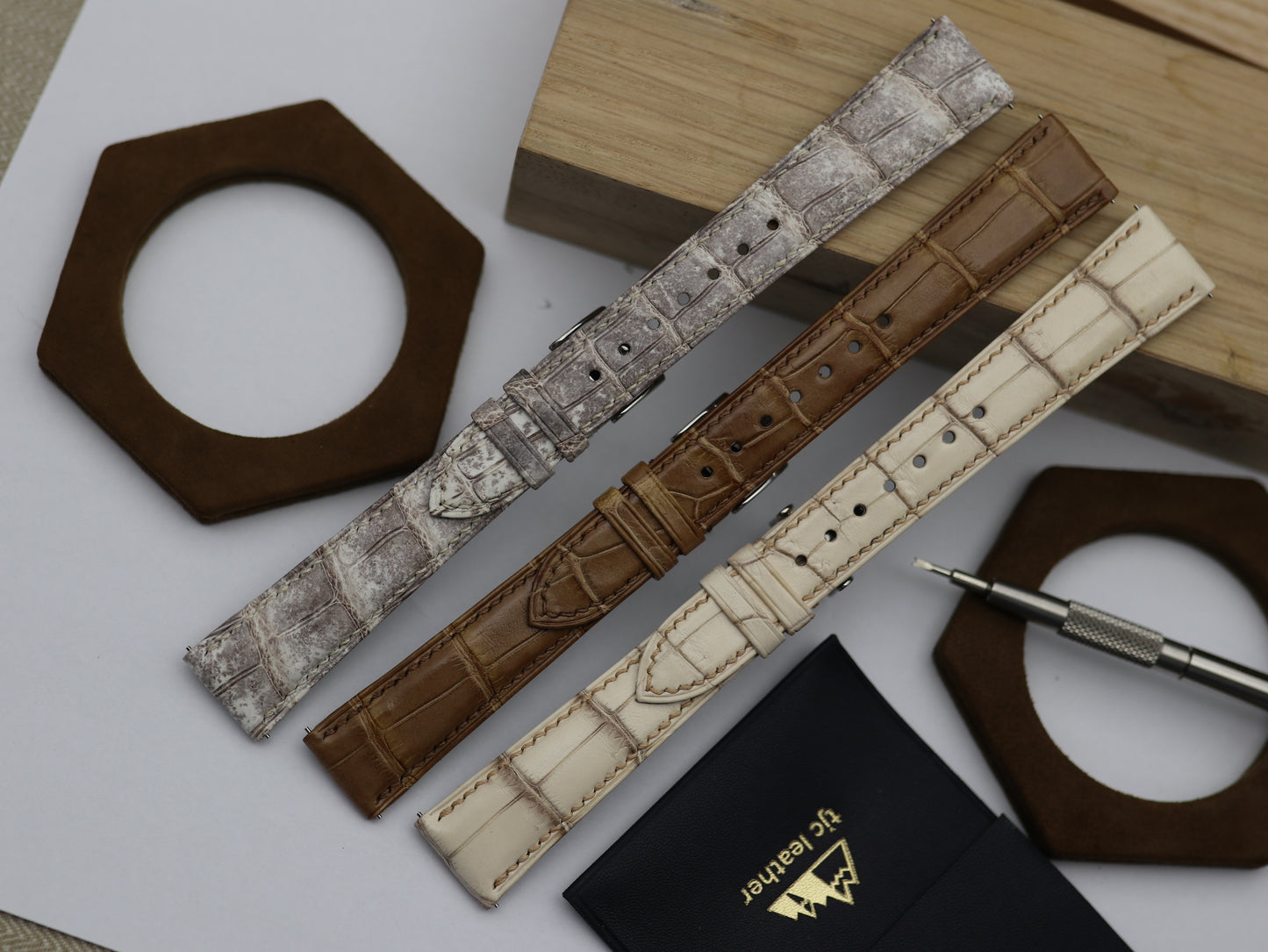 Handmade Genuine Alligator Strap - Folded Edges/Rolled Edges