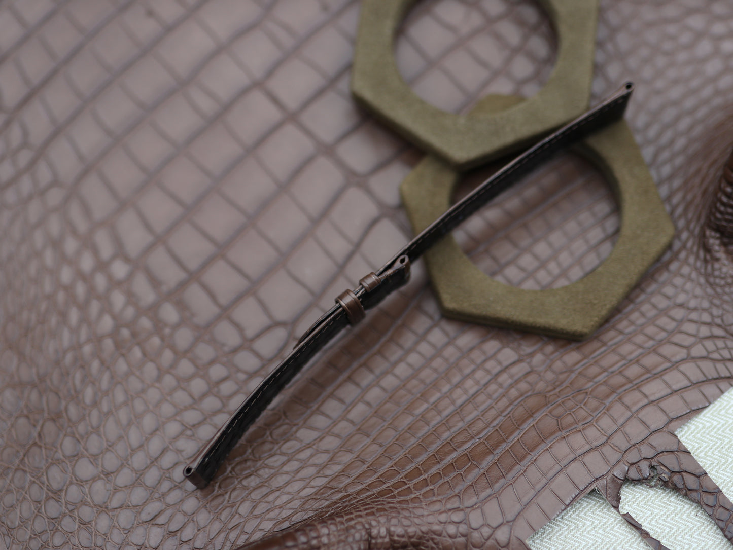 Handmade Genuine Alligator Strap - Folded Edges/Rolled Edges