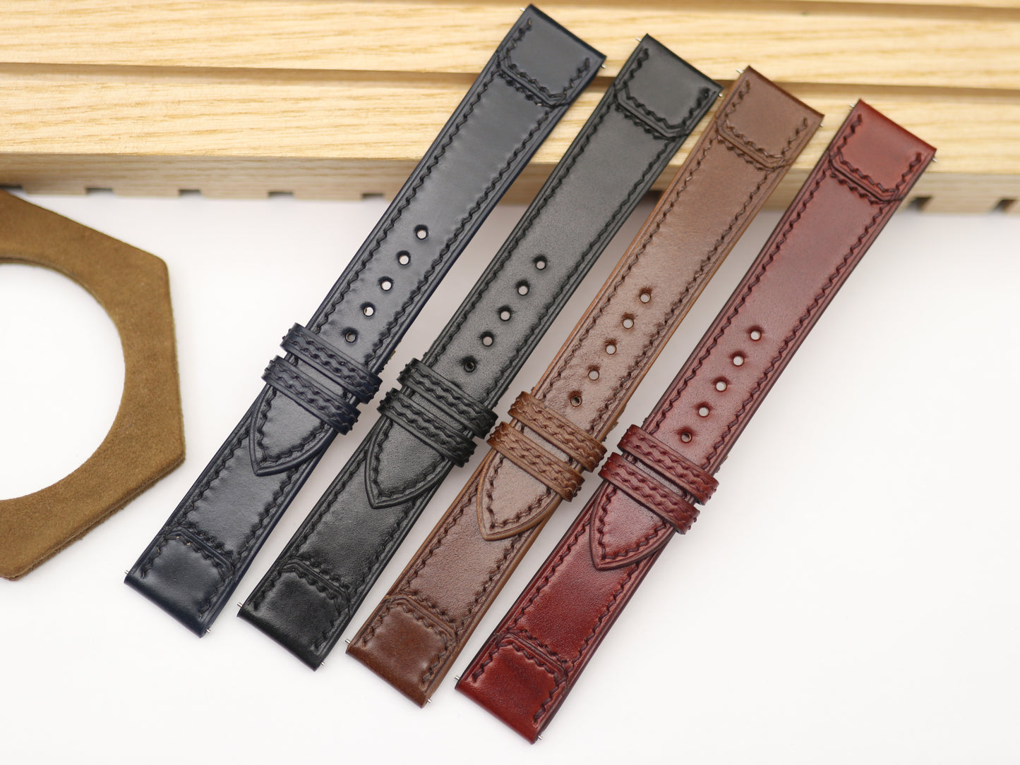 Handmade Shell Cordorvan Leather Watch Strap for Reverso watch