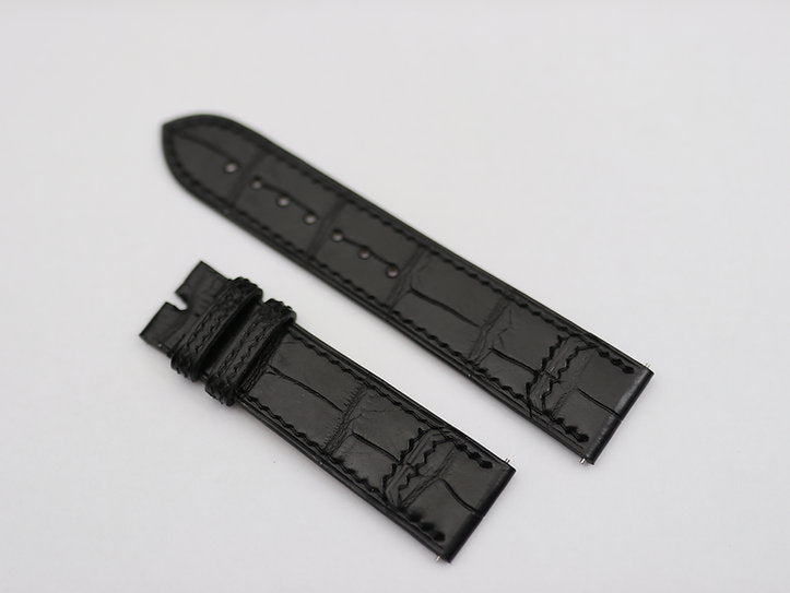 Handmade Watch Strap for JLC Reverso Watch - Genuine Alligator Skin - Folded Edges style