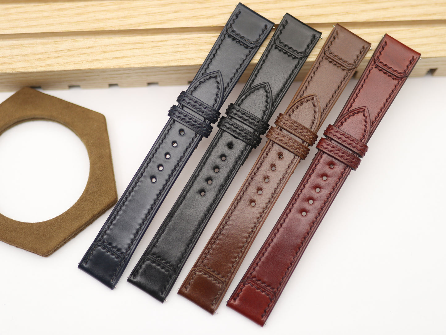 Handmade Shell Cordorvan Leather Watch Strap for Reverso watch
