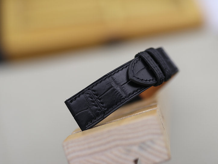 Handmade Watch Strap for JLC Reverso Watch - Genuine Alligator Skin - Folded Edges style