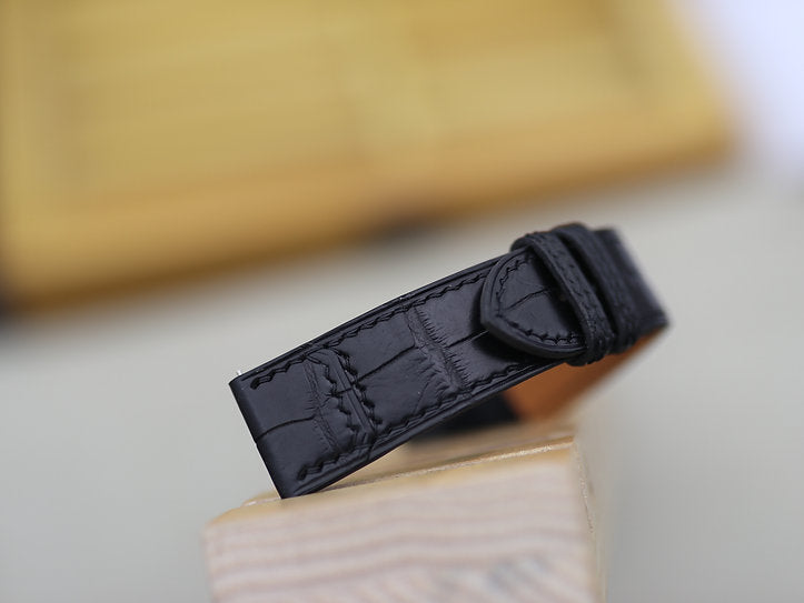 Handmade Watch Strap for JLC Reverso Watch - Genuine Alligator Skin - Folded Edges style