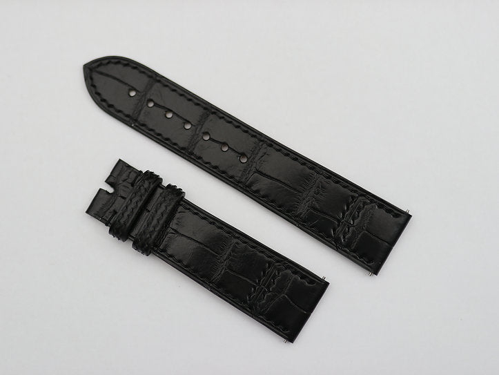 Handmade Watch Strap for JLC Reverso Watch - Genuine Alligator Skin - Folded Edges style