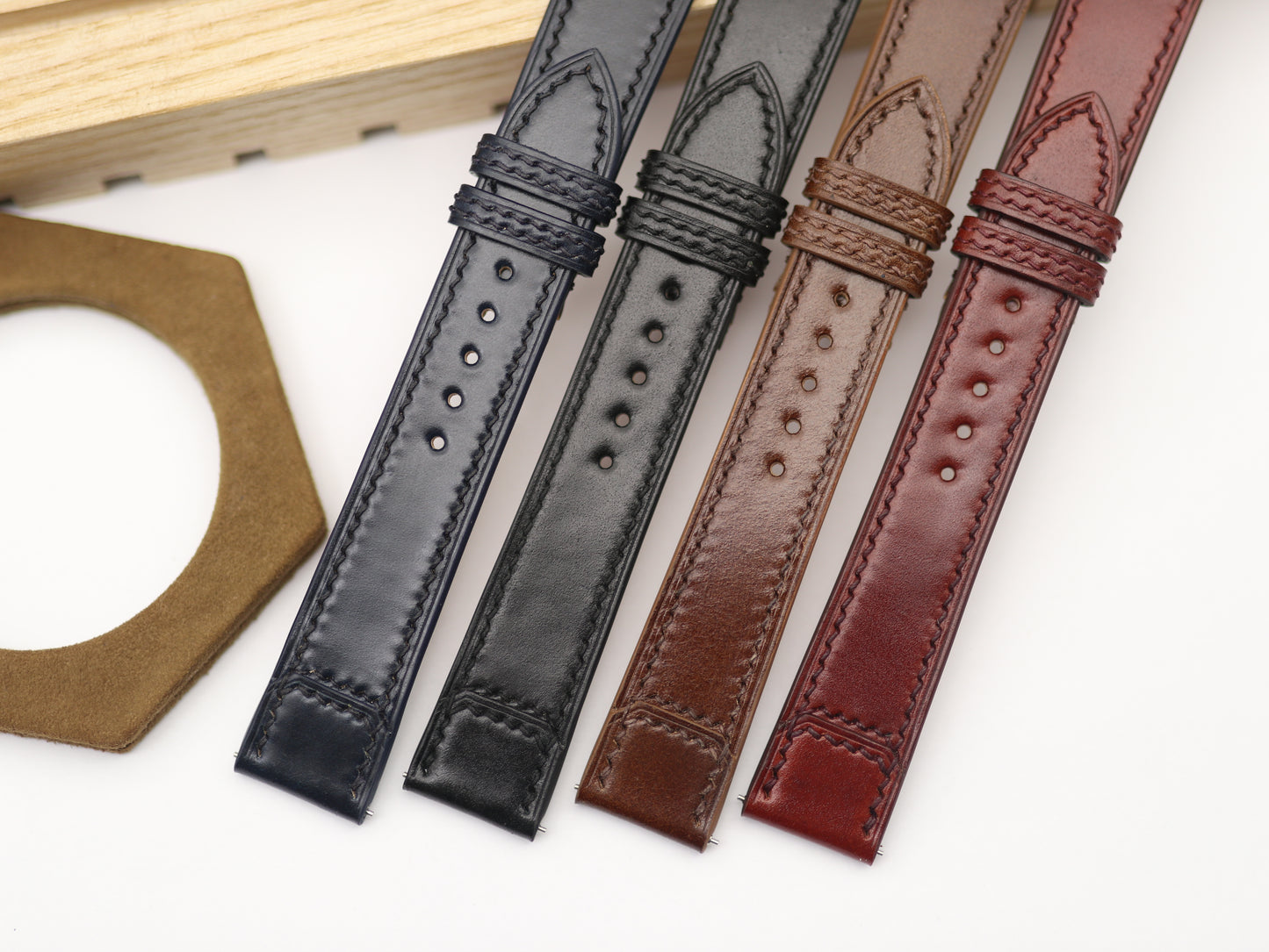 Handmade Shell Cordorvan Leather Watch Strap for Reverso watch