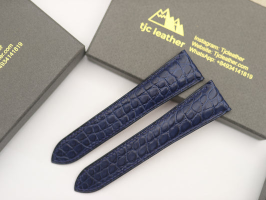 Handmade Flank Alligator Watch Strap for Cartier Watch - Double Long Straps - Cartier Strap for Double Fold Deployment Clasp