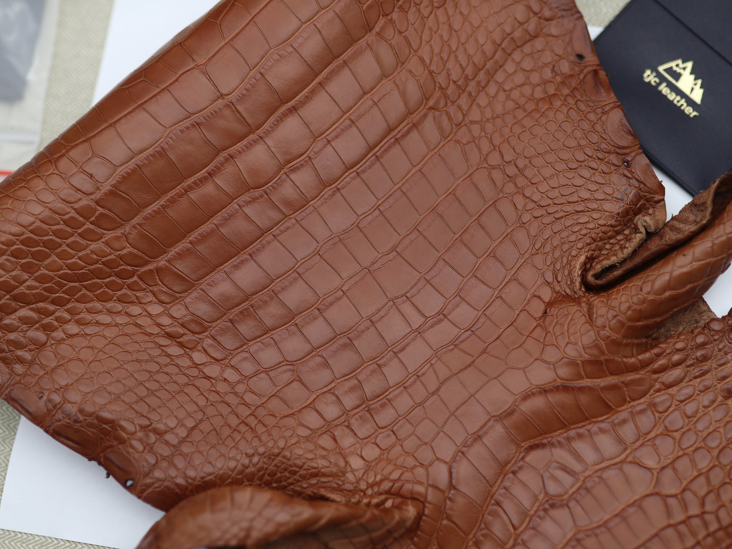 Genuine Cognac Alligator Skin