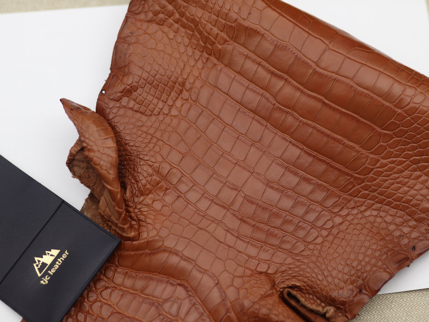 Genuine Cognac Alligator Skin
