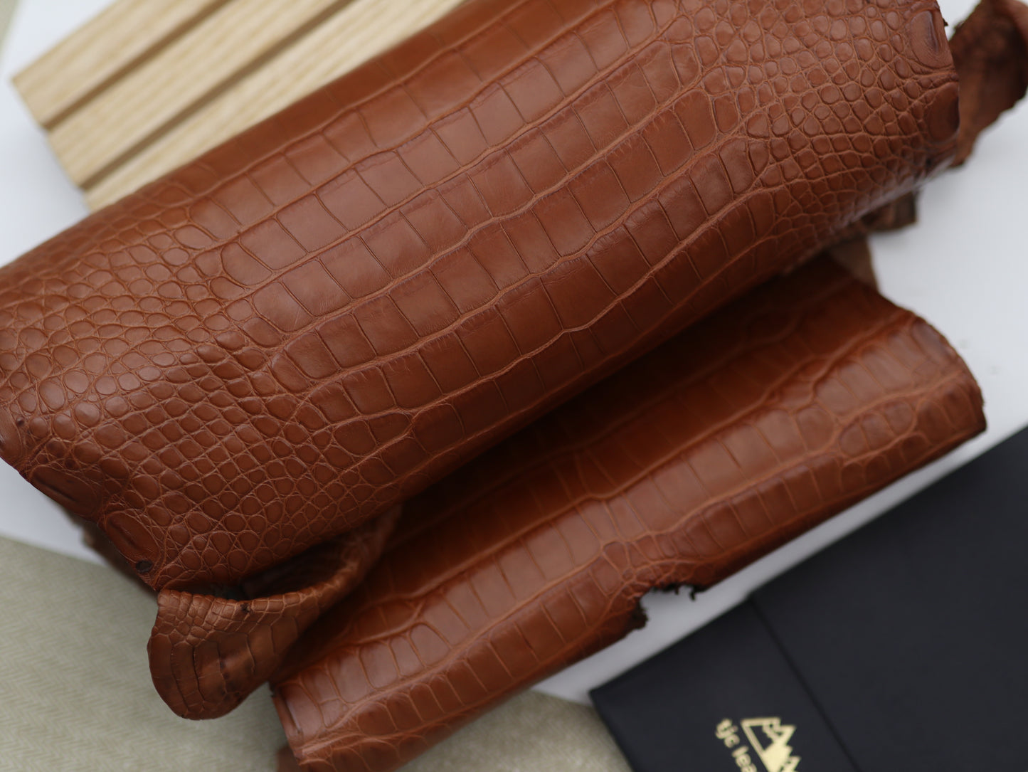 Genuine Cognac Alligator Skin