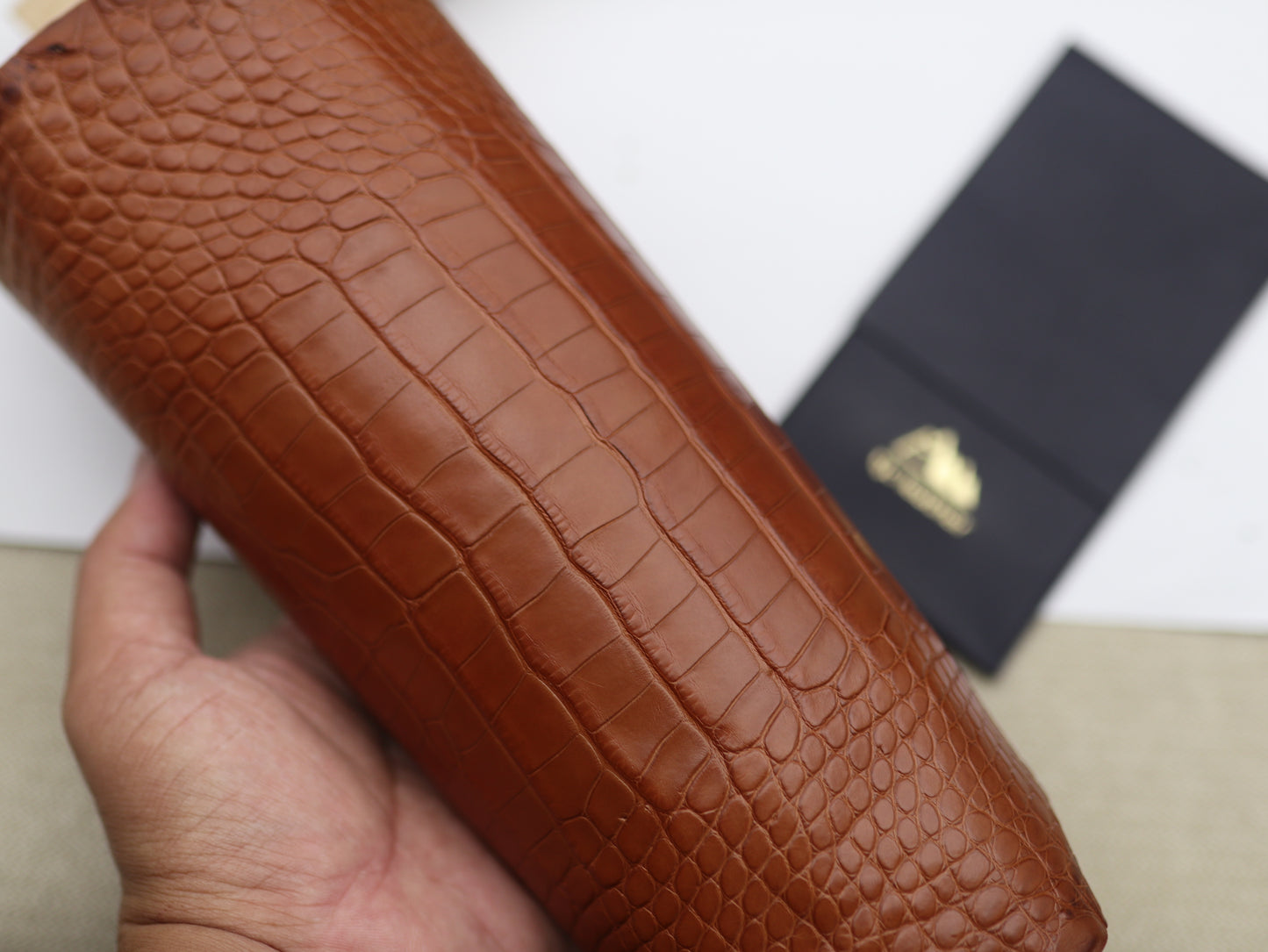 Genuine Cognac Alligator Skin
