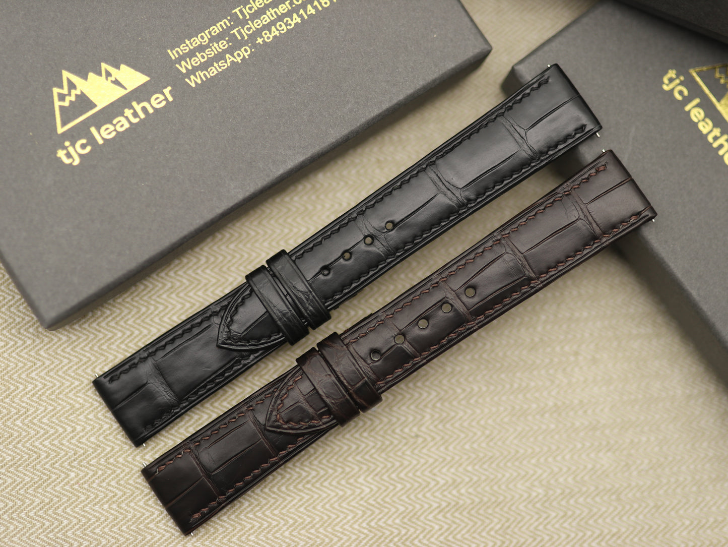 Handmade Genuine Alligator Strap - Folded Edges/Rolled Edges