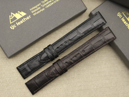 Handmade Genuine Alligator Strap - Folded Edges/Rolled Edges