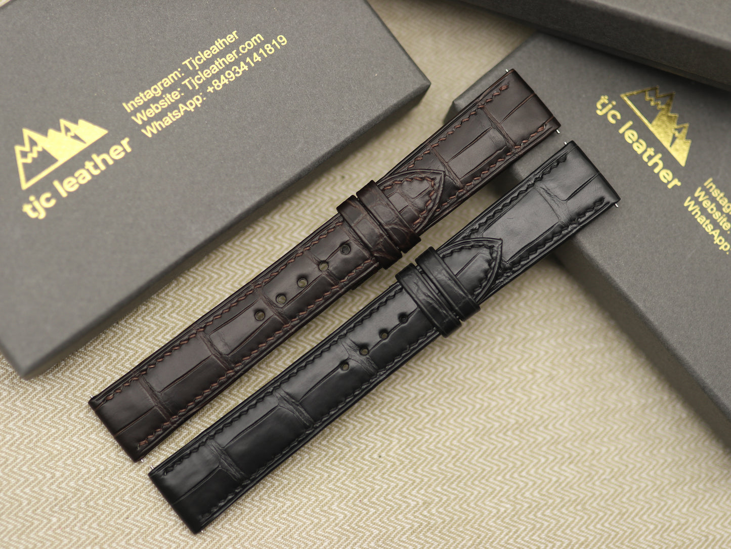 Handmade Genuine Alligator Strap - Folded Edges/Rolled Edges