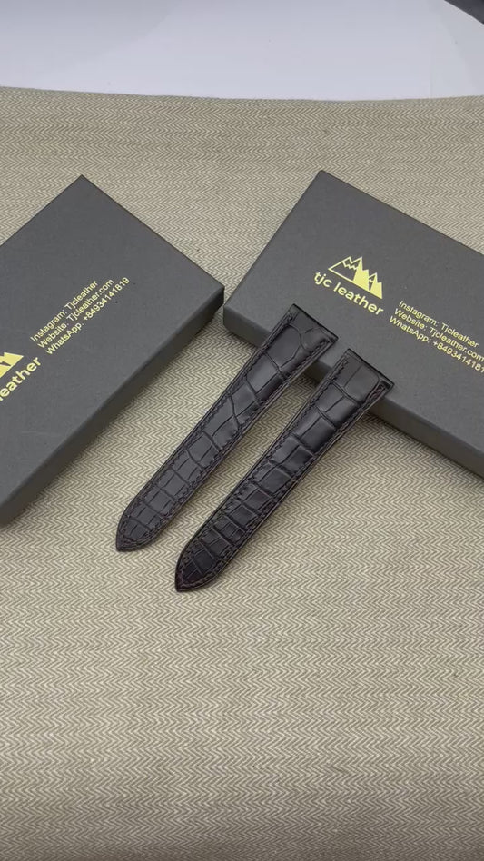 Handmade Genuine Alligator Watch Strap for Cartier Watch - Double Long Straps - Cartier Strap for Double Fold Deployment Clasp